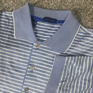 Jeff Rose Mens XL Polo Shirt Blue White Striped Filoscozia Cotton Made in Italy